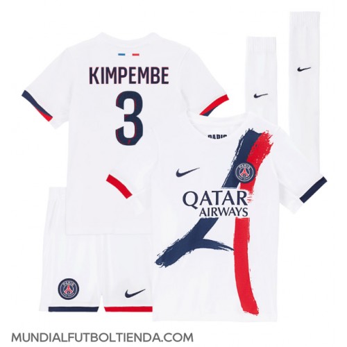 Camiseta Paris Saint-Germain Presnel Kimpembe #3 Segunda Equipación Replica 2024-25 para niños mangas cortas (+ Pantalones cortos)